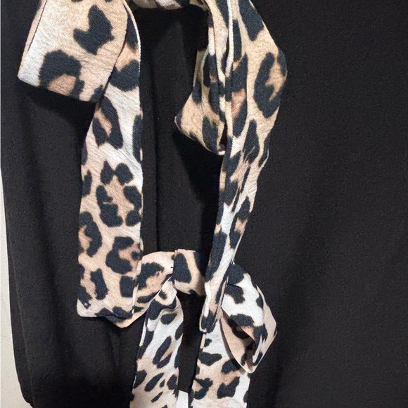 Cato Black Long Sleeve Top with Leopard Accent - Picture 5 of 9